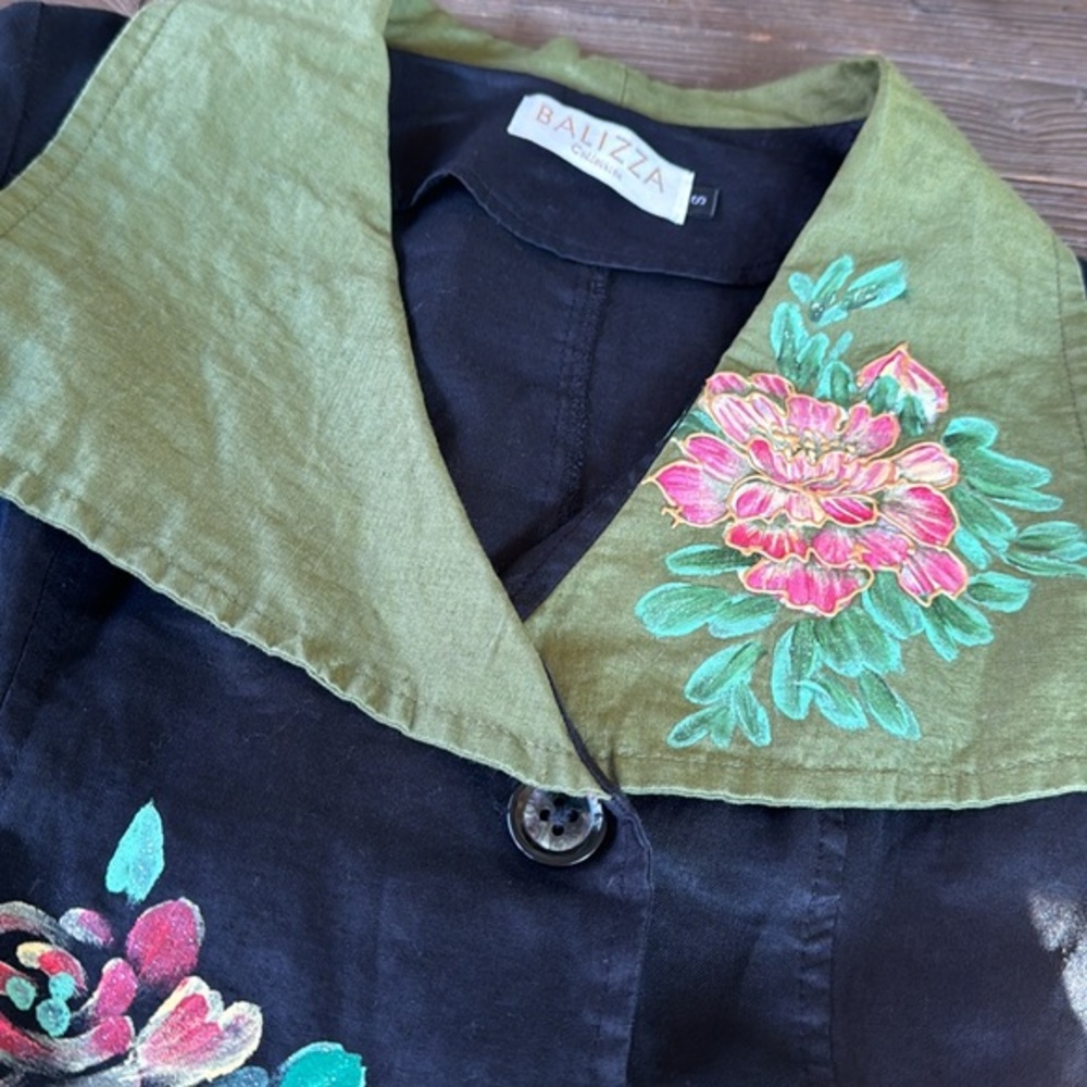 Balizza hand painted cotton trench artisan made‎ EUC size small - Picture 9 of 12